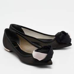 Pre Owned Dior Black/Beige Chiffon and Satin Garden Ballet Flats Size 35
