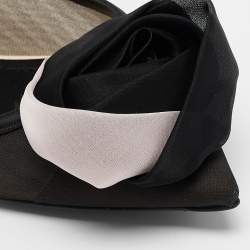 Pre Owned Dior Black/Beige Chiffon and Satin Garden Ballet Flats Size 35