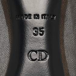 Pre Owned Dior Black/Beige Chiffon and Satin Garden Ballet Flats Size 35
