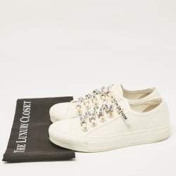 Pre Owned Dior White Canvas Walk'n'Dior Low Top Sneakers Size 38.5