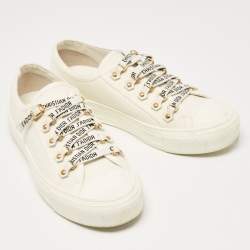 Pre Owned Dior White Canvas Walk'n'Dior Low Top Sneakers Size 38.5