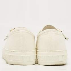 Pre Owned Dior White Canvas Walk'n'Dior Low Top Sneakers Size 38.5