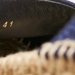Dior Navy Blue Canvas and Knit Fabric Granville Wedge Sandals Size 41