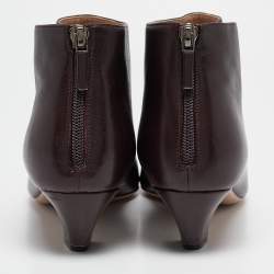 Dior Burgundy Leather Kitten Heel Ankle Boots Size 38
