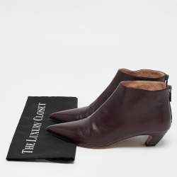 Dior Burgundy Leather Kitten Heel Ankle Boots Size 38
