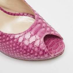 Dior Pink Python Embossed Leather Miss Dior Peep Toe Pumps Size 40.5