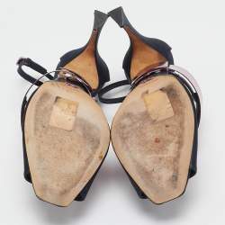 Pre Owned Dior Black Satin Ankle Strap Sandals Size 37