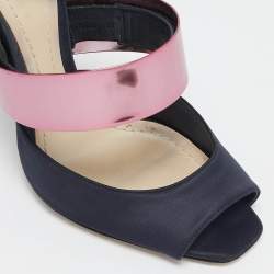 Pre Owned Dior Black Satin Ankle Strap Sandals Size 37