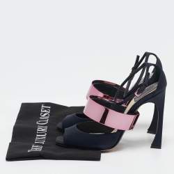 Pre Owned Dior Black Satin Ankle Strap Sandals Size 37