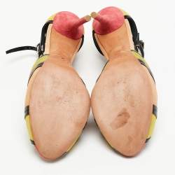 Dior Multicolor Suede and Patent Leather Strappy Peep Toe Sandals Size 39.5