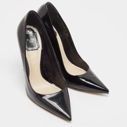 Pre Owned حذاء كعب عالى ديور كعب روكي أوبتيك جلد سويدى كحلى مقاس 37