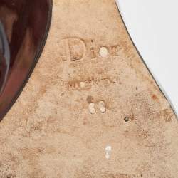 Pre Owned حذاء كعب عالى ديور كعب روكي أوبتيك جلد سويدى كحلى مقاس 37