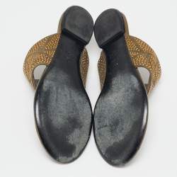 Dior Green Leather and Suede Embellished Flat Sandals Size 39