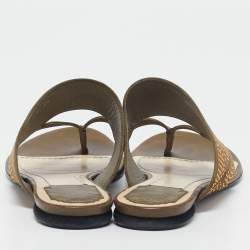 Dior Green Leather and Suede Embellished Flat Sandals Size 39