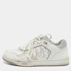 Pre Owned Dior White Leather B27 Lace Up Sneakers Size 37.5
