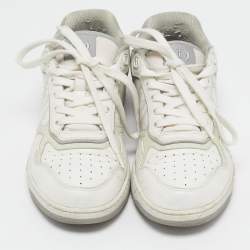 Pre Owned Dior White Leather B27 Lace Up Sneakers Size 37.5