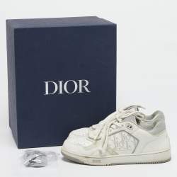 Pre Owned Dior White Leather B27 Lace Up Sneakers Size 37.5