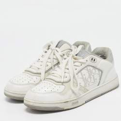 Pre Owned Dior White Leather B27 Lace Up Sneakers Size 37.5
