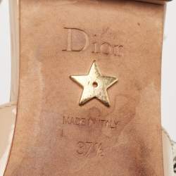 Pre Owned Dior Beige Patent Leather J'Adior Slingback Flats Size 37.5
