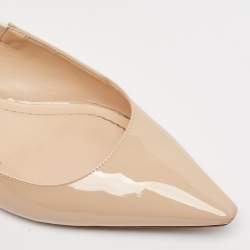 Pre Owned Dior Beige Patent Leather J'Adior Slingback Flats Size 37.5