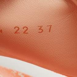 Dior Orange/White Embroidered Canvas Dway Flat Slides Size 37