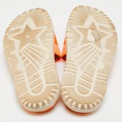 Dior Orange/White Embroidered Canvas Dway Flat Slides Size 37