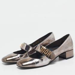 Pre Owned Dior Metallic Leather Baby-D Mary Jane Pumps Size 35