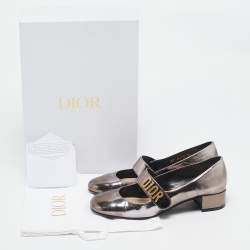 Pre Owned Dior Metallic Leather Baby-D Mary Jane Pumps Size 35
