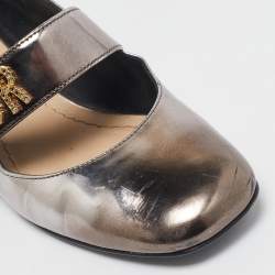 Pre Owned Dior Metallic Leather Baby-D Mary Jane Pumps Size 35