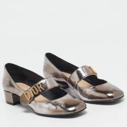 Pre Owned Dior Metallic Leather Baby-D Mary Jane Pumps Size 35