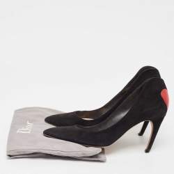 Dior Black/Red Suede and Leather Heart Pointed Toe Pumps Size 39.5