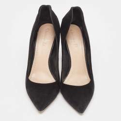 Dior Black/Red Suede and Leather Heart Pointed Toe Pumps Size 39.5