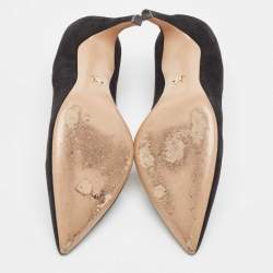 Dior Black/Red Suede and Leather Heart Pointed Toe Pumps Size 39.5