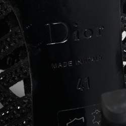 Dior Black Suede Crystal Embellished Ankle Strap Sandals Size 41