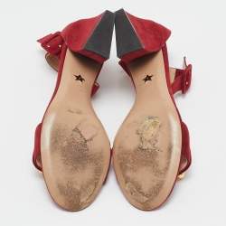 Dior Red Suede C'est Ankle Strap Sandals Size 36.5