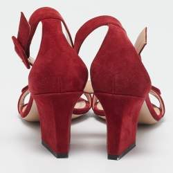 Dior Red Suede C'est Ankle Strap Sandals Size 36.5