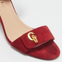Dior Red Suede C'est Ankle Strap Sandals Size 36.5