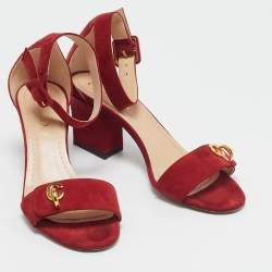 Dior Red Suede C'est Ankle Strap Sandals Size 36.5