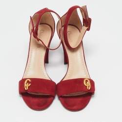 Dior Red Suede C'est Ankle Strap Sandals Size 36.5
