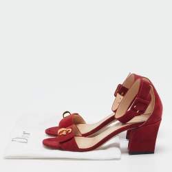 Dior Red Suede C'est Ankle Strap Sandals Size 36.5