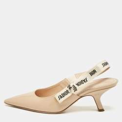 Pre Owned Dior Beige Patent J'adior Slingback Pumps Size 36.5