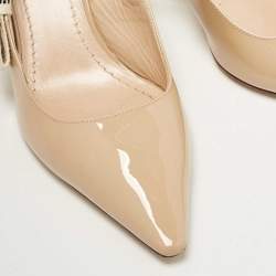 Pre Owned Dior Beige Patent J'adior Slingback Pumps Size 36.5