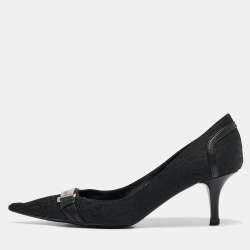 Dior Black Diorissimo Canvas And Leather Pointed Toe Pumps Size 37.5
