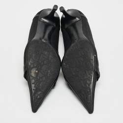 Dior Black Diorissimo Canvas And Leather Pointed Toe Pumps Size 37.5