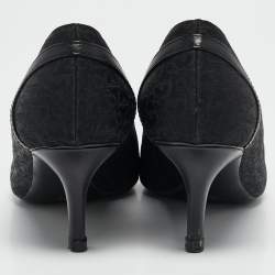Dior Black Diorissimo Canvas And Leather Pointed Toe Pumps Size 37.5