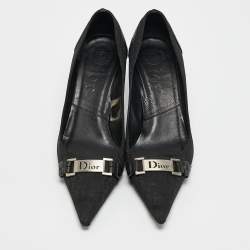 Dior Black Diorissimo Canvas And Leather Pointed Toe Pumps Size 37.5