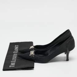 Dior Black Diorissimo Canvas And Leather Pointed Toe Pumps Size 37.5