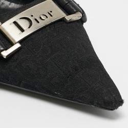 Dior Black Diorissimo Canvas And Leather Pointed Toe Pumps Size 37.5