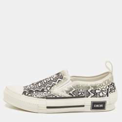 Dior White/Black Oblique Canvas and Rubber B23 Low Top Sneakers Size 39