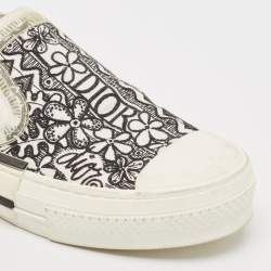 Dior White/Black Oblique Canvas and Rubber B23 Low Top Sneakers Size 39